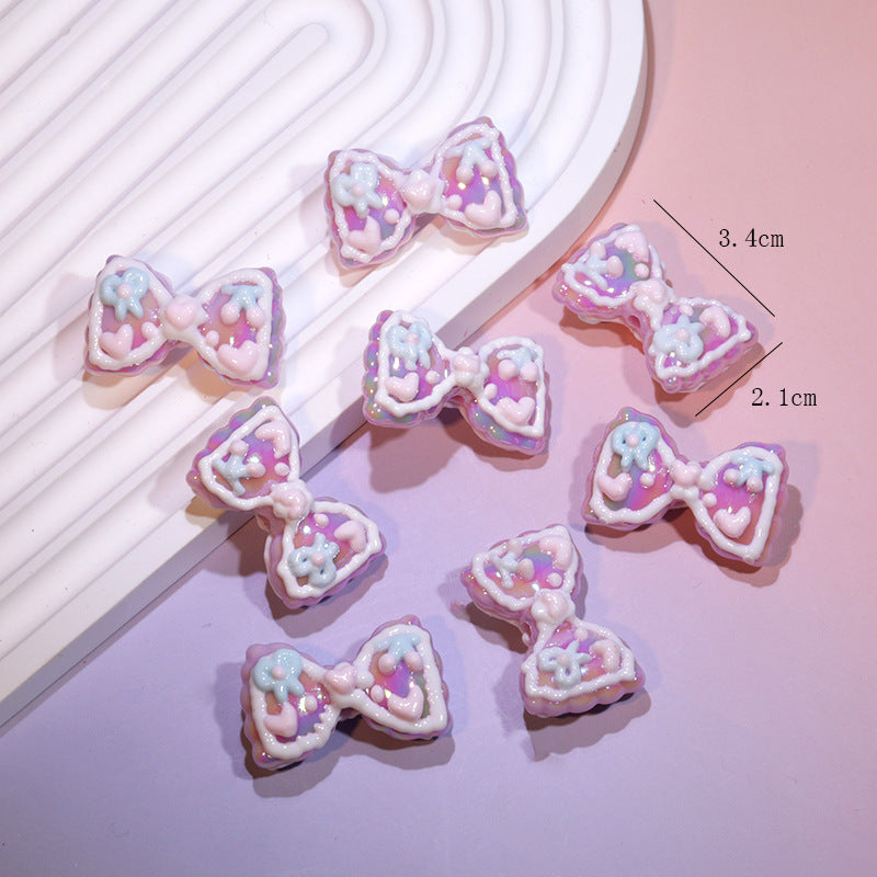 Wholesale Cute cartoon heavy oil double-sided hand-painted bow acrylic beads